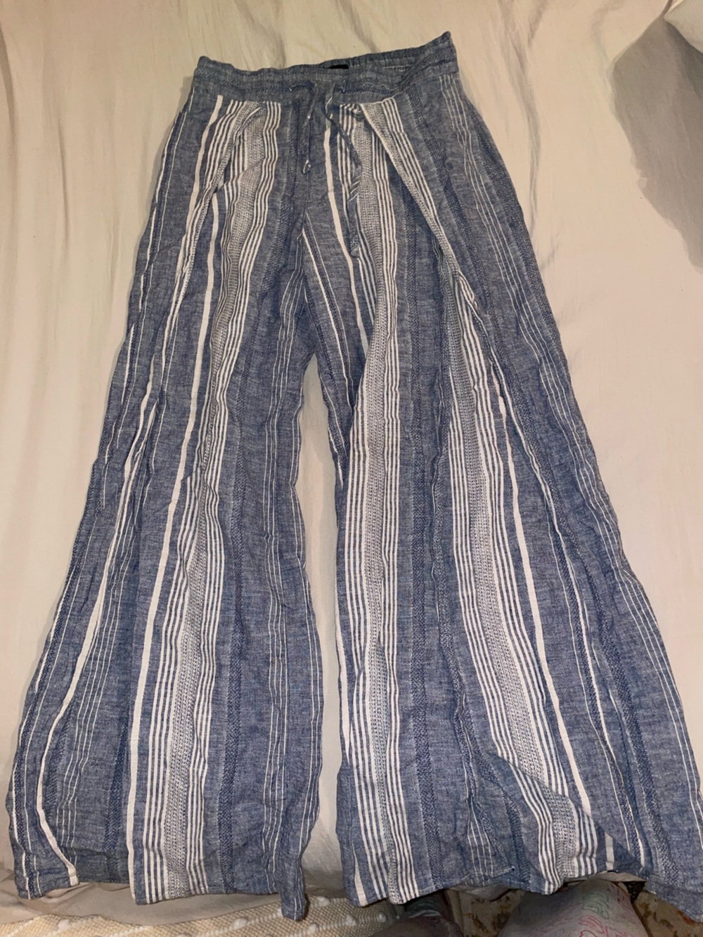 Express Blue and White Striped High-Rise Pants